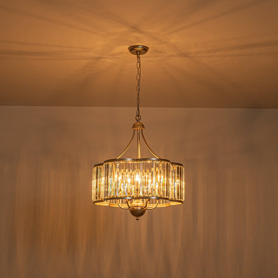 Farmhouze Light - French Country Rusty Silver 6 - Light Crystal Cage Chandelier - Chandelier - 6 Bulbs - 