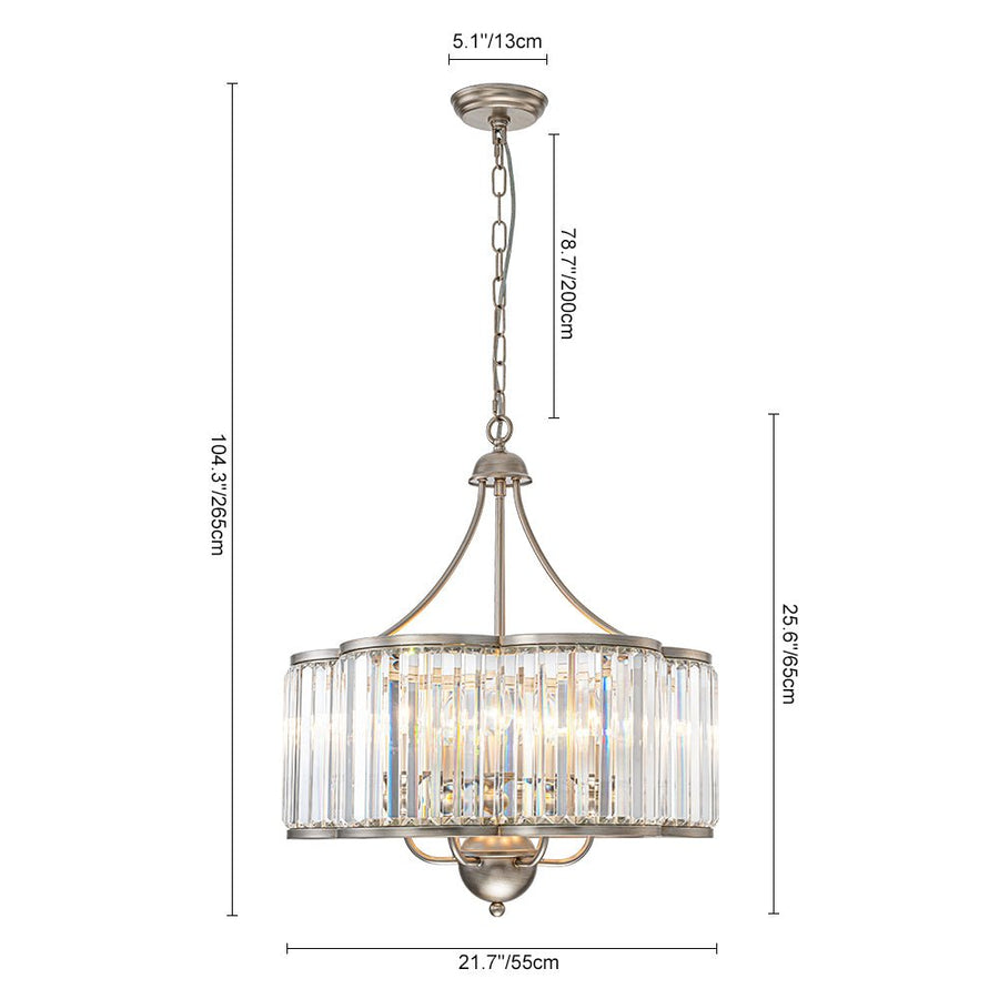 Farmhouze Light - French Country Rusty Silver 6 - Light Crystal Cage Chandelier - Chandelier - 6 Bulbs - 