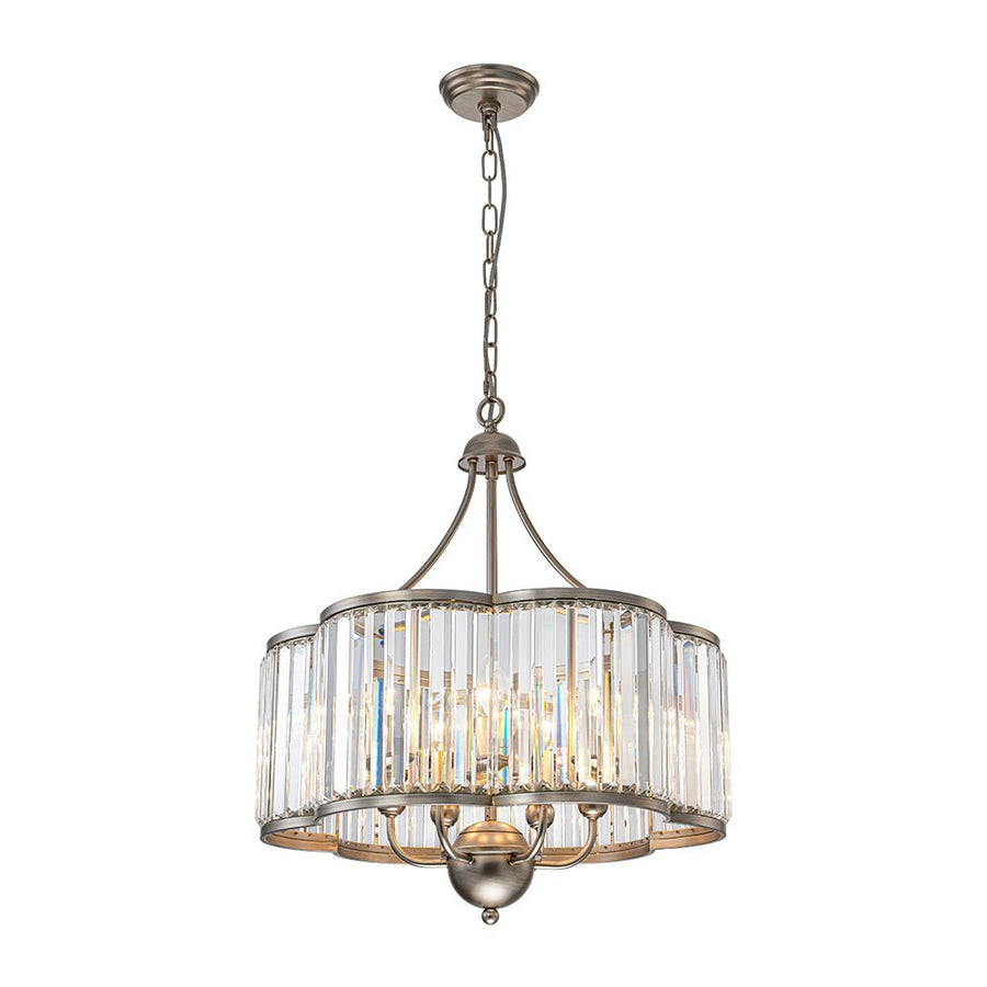 Farmhouze Light - French Country Rusty Silver 6 - Light Crystal Cage Chandelier - Chandelier - 6 Bulbs - 