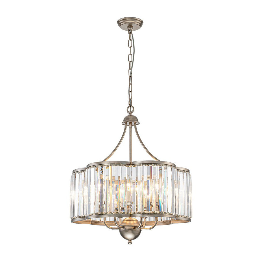 Farmhouze Light - French Country Rusty Silver 6 - Light Crystal Cage Chandelier - Chandelier - 6 Bulbs - 