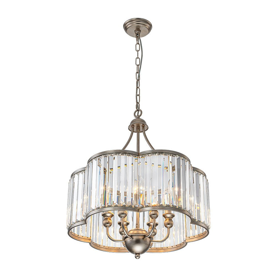Farmhouze Light - French Country Rusty Silver 6 - Light Crystal Cage Chandelier - Chandelier - 6 Bulbs - 