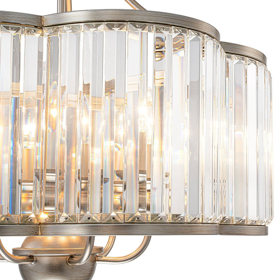 Farmhouze Light - French Country Rusty Silver 6 - Light Crystal Cage Chandelier - Chandelier - 6 Bulbs - 