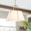 Load image into Gallery viewer, Farmhouze Light - French Country Tapered Square Fabric Lantern Pendant Light - Chandelier - White Fabric +Brass Finish - 
