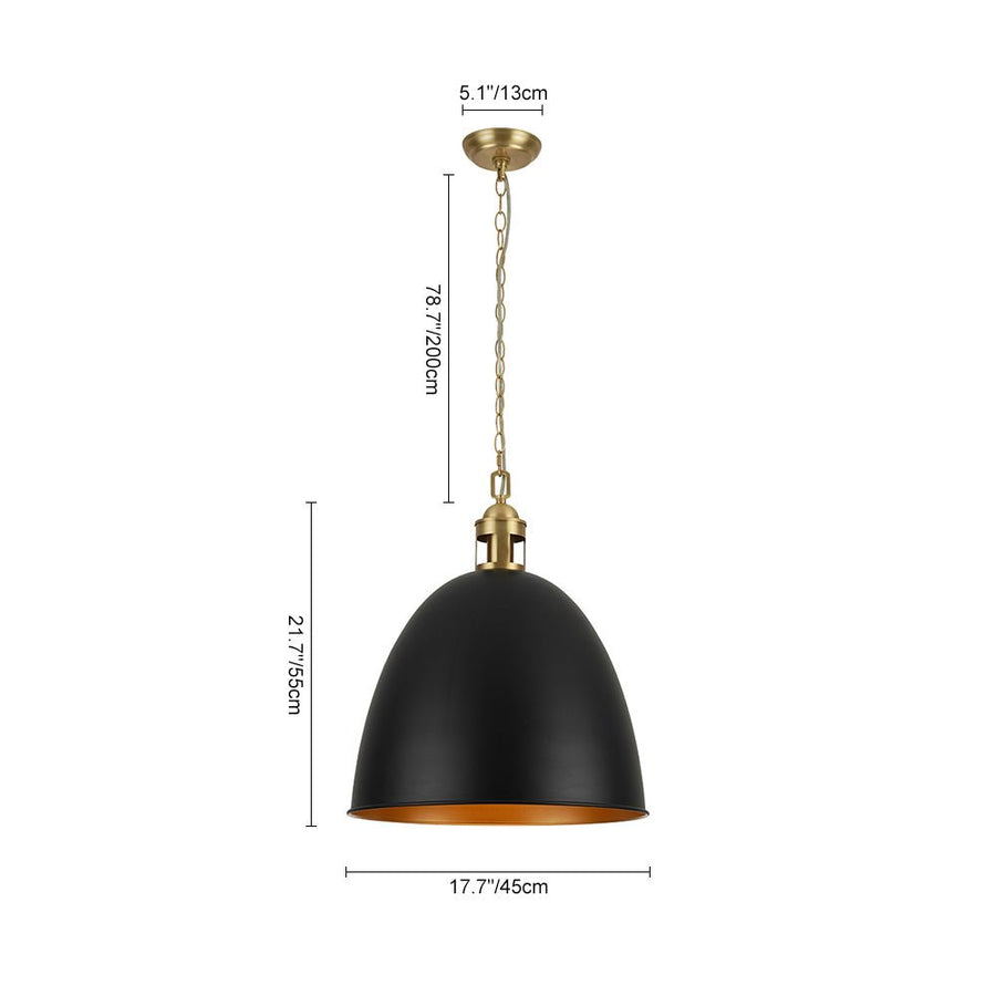 Farmhouze Light - French Farmhouse 1 - Light Large Metal Dome Pendant Light - Pendant - Black - 