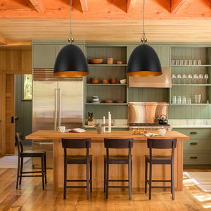 Farmhouze Light - French Farmhouse 1 - Light Large Metal Dome Pendant Light - Pendant - Black - 