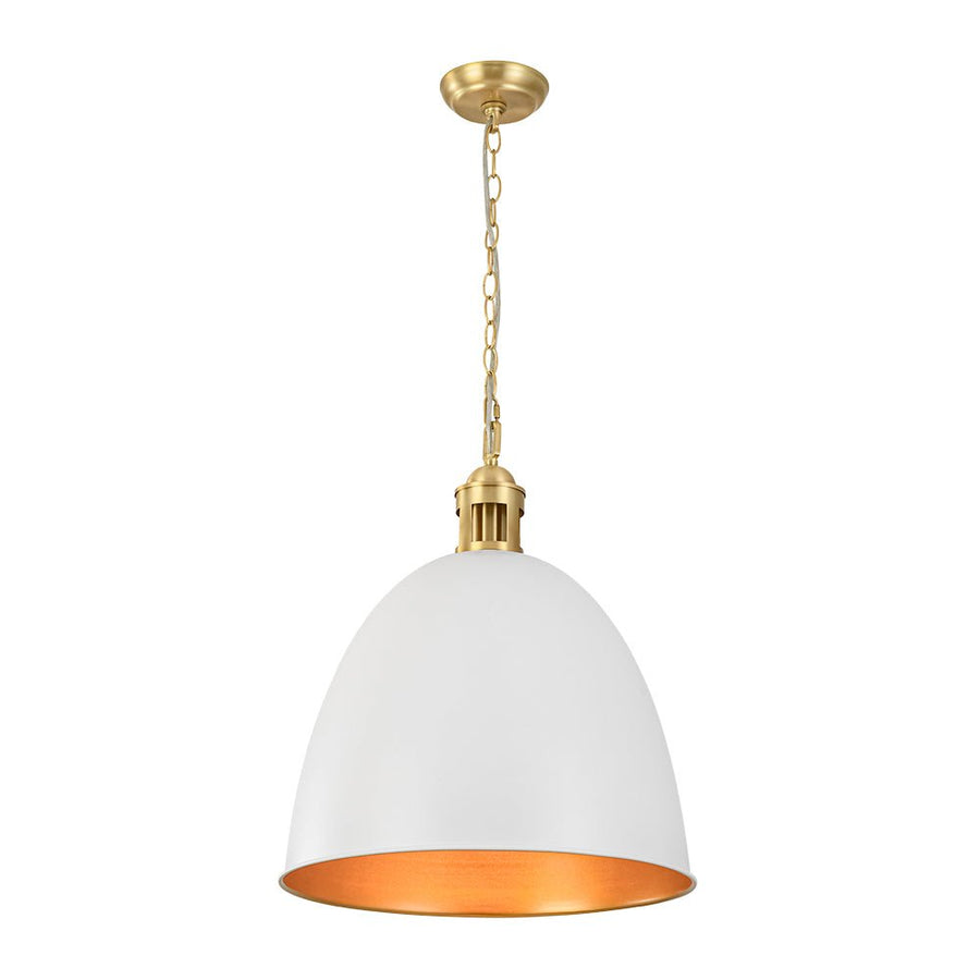 Farmhouze Light - French Farmhouse 1 - Light Large Metal Dome Pendant Light - Pendant - White - 