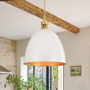 Farmhouze Light - French Farmhouse 1 - Light Large Metal Dome Pendant Light - Pendant - White - 