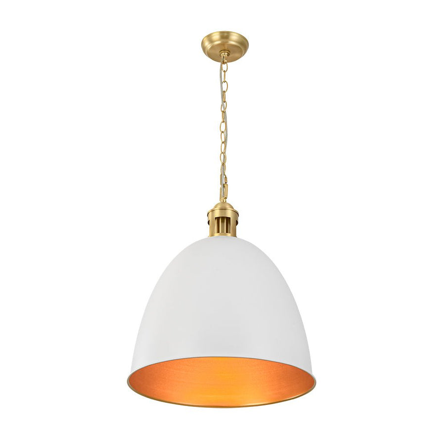 Farmhouze Light - French Farmhouse 1 - Light Large Metal Dome Pendant Light - Pendant - White - 