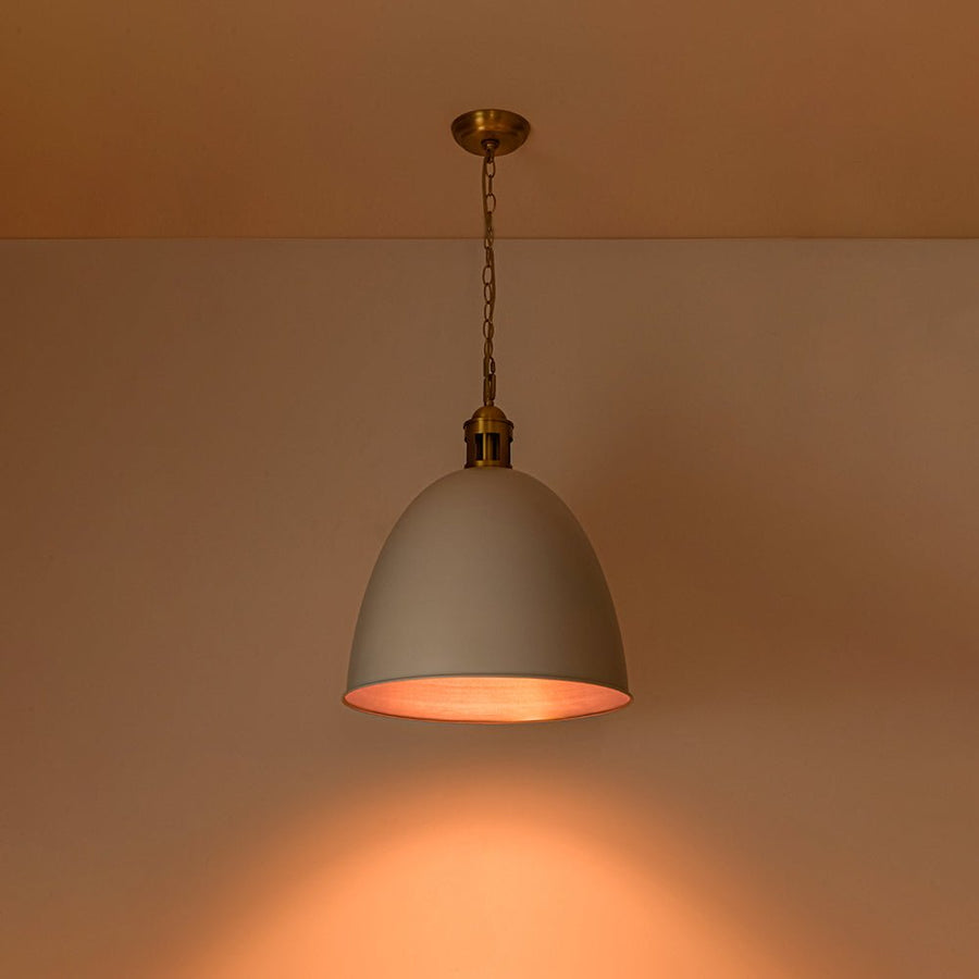 Farmhouze Light - French Farmhouse 1 - Light Large Metal Dome Pendant Light - Pendant - White - 