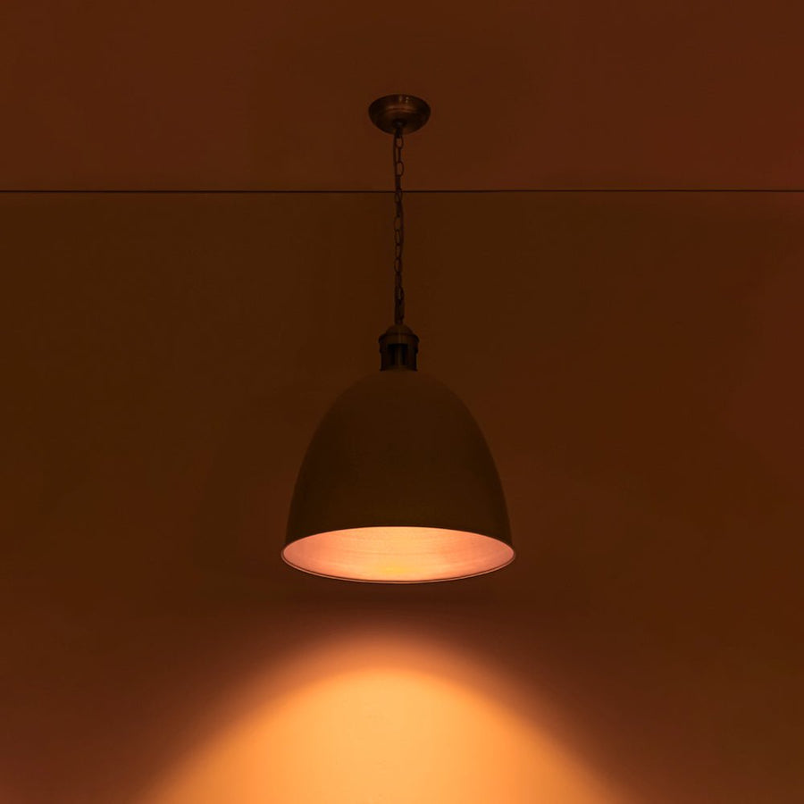 Farmhouze Light - French Farmhouse 1 - Light Large Metal Dome Pendant Light - Pendant - White - 