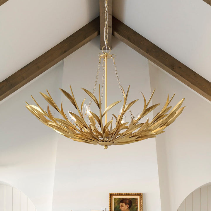 Farmhouze Light - French Farmhouse 6 - Light Brass Branching Round Basin Chandelier - Chandelier - Gold - 