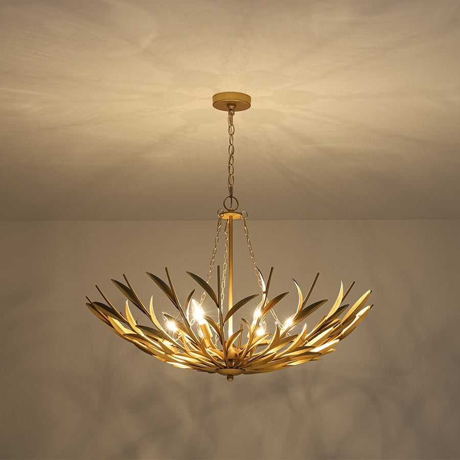 Farmhouze Light - French Farmhouse 6 - Light Brass Branching Round Basin Chandelier - Chandelier - Gold - 