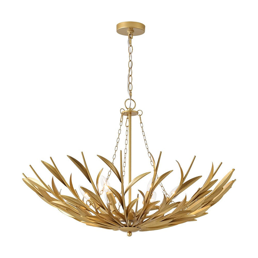 Farmhouze Light - French Farmhouse 6 - Light Brass Branching Round Basin Chandelier - Chandelier - Gold - 