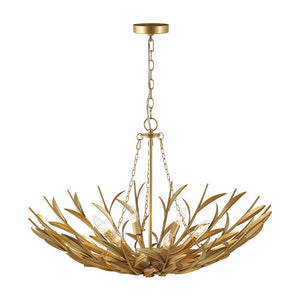 Farmhouze Light - French Farmhouse 6 - Light Brass Branching Round Basin Chandelier - Chandelier - Gold - 