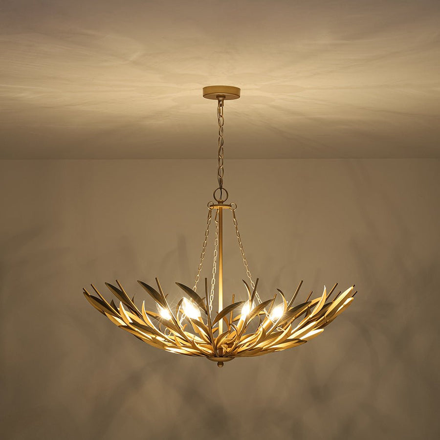 Farmhouze Light - French Farmhouse 6 - Light Brass Branching Round Basin Chandelier - Chandelier - Gold - 