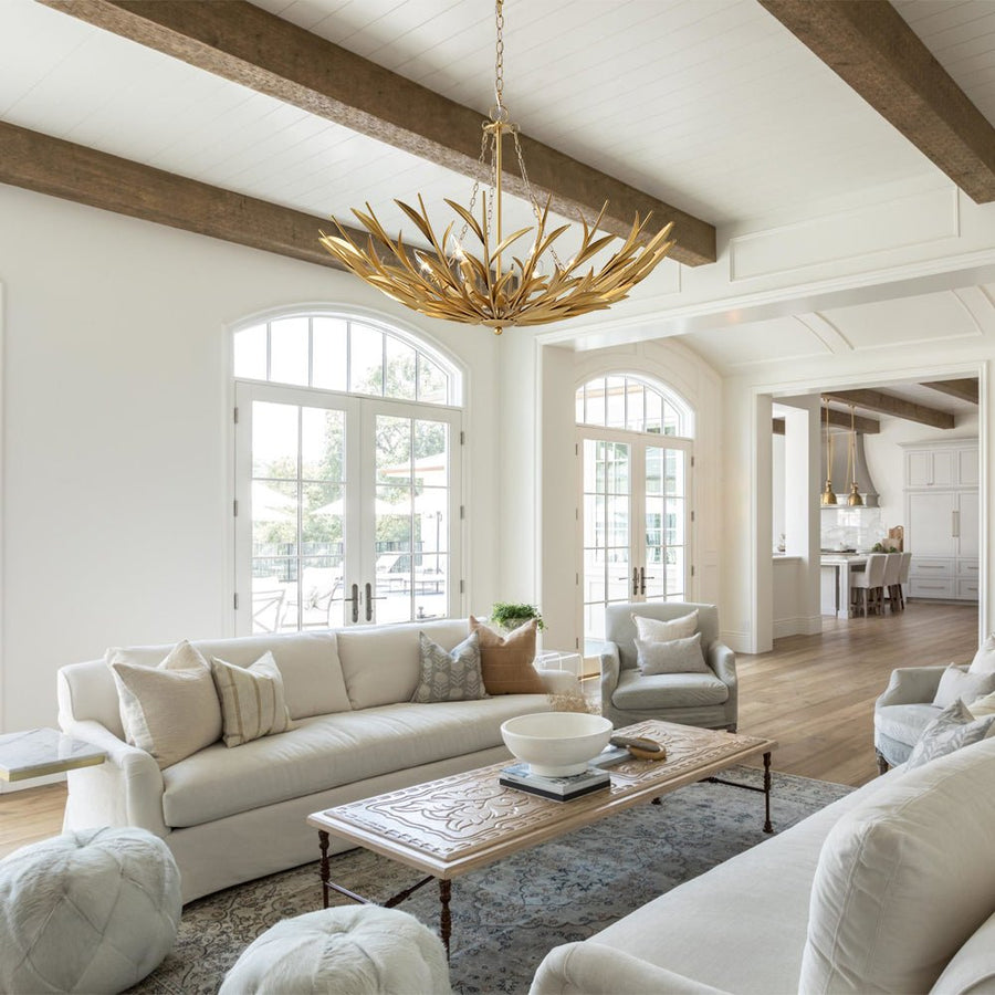 Farmhouze Light - French Farmhouse 6 - Light Brass Branching Round Basin Chandelier - Chandelier - Gold - 