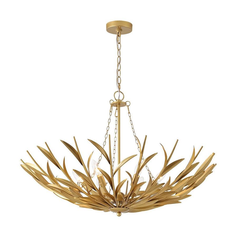 Farmhouze Light - French Farmhouse 6 - Light Brass Branching Round Basin Chandelier - Chandelier - Gold - 