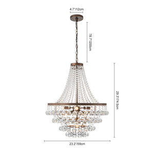 Farmhouze Light - French Farmhouse Empire Crystal Accented Chandelier - Chandelier - 23in - 