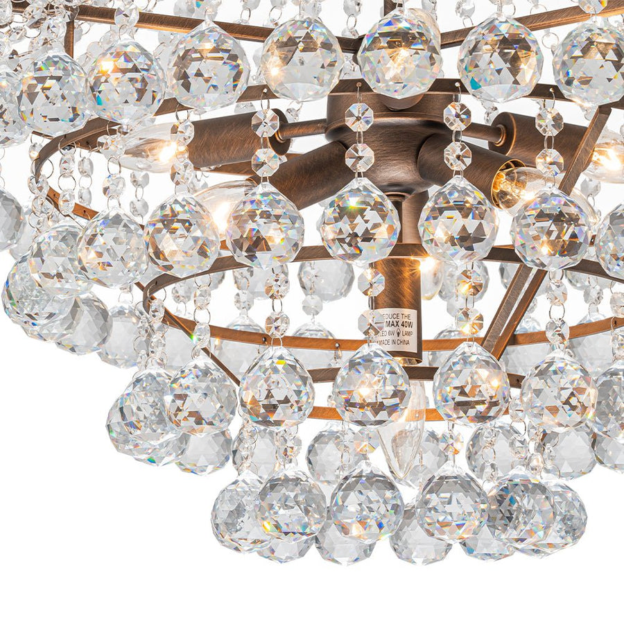 Farmhouze Light - French Farmhouse Empire Crystal Accented Chandelier - Chandelier - 23in - 