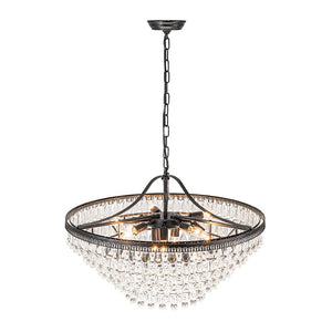 Farmhouze Light - French Farmhouse Round Tiered Crystal Accented Chandelier - Chandelier - 23in - 