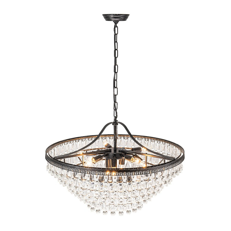 Farmhouze Light - French Farmhouse Round Tiered Crystal Accented Chandelier - Chandelier - 23in - 