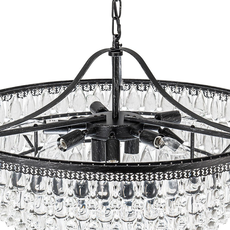 Farmhouze Light - French Farmhouse Round Tiered Crystal Accented Chandelier - Chandelier - 23in - 