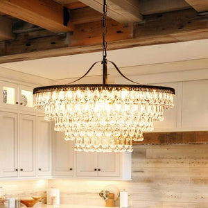 Farmhouze Light - French Farmhouse Round Tiered Crystal Accented Chandelier - Chandelier - 23in - 