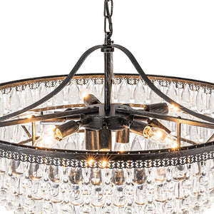 Farmhouze Light - French Farmhouse Round Tiered Crystal Accented Chandelier - Chandelier - 23in - 