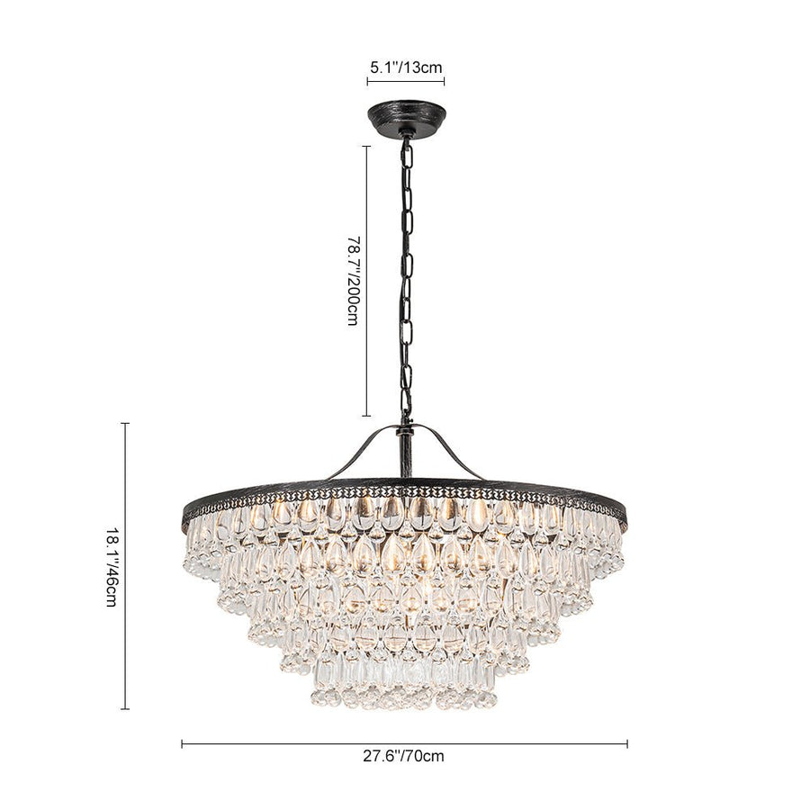 Farmhouze Light - French Farmhouse Round Tiered Crystal Accented Chandelier - Chandelier - 23in - 