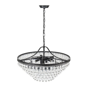 Farmhouze Light - French Farmhouse Round Tiered Crystal Accented Chandelier - Chandelier - 23in - 