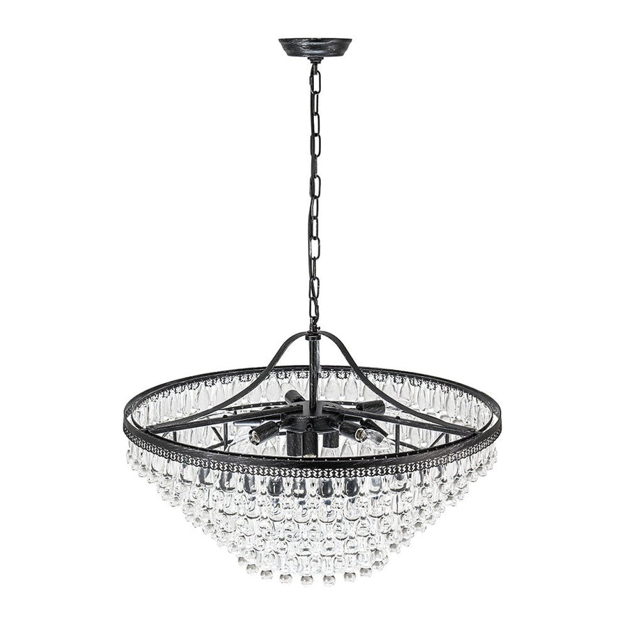 Farmhouze Light - French Farmhouse Round Tiered Crystal Accented Chandelier - Chandelier - 23in - 