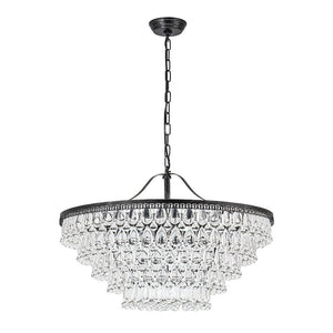 Farmhouze Light - French Farmhouse Round Tiered Crystal Accented Chandelier - Chandelier - 23in - 