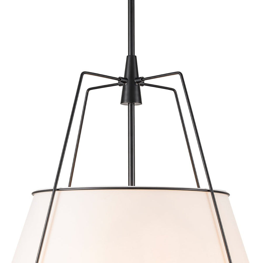 Farmhouze Light - French Farmhouse Tapered Drum Fabric Lantern Pendant Light - Chandelier - White+Black - 23in - 