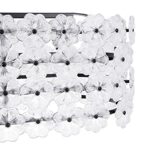 Farmhouze Light - French Luxe Glass Flower Wide Cage Kitchen Island Pendant - Chandelier - Black - 