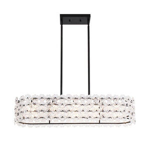 Farmhouze Light - French Luxe Glass Flower Wide Cage Kitchen Island Pendant - Chandelier - Black - 