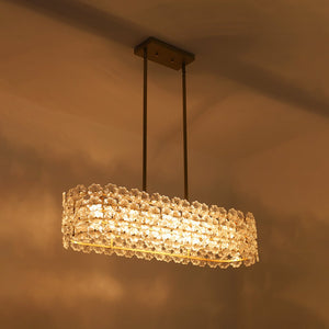 Farmhouze Light - French Luxe Glass Flower Wide Cage Kitchen Island Pendant - Chandelier - Black - 
