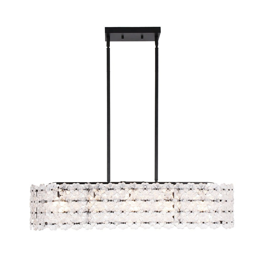 Farmhouze Light - French Luxe Glass Flower Wide Cage Kitchen Island Pendant - Chandelier - Black - 