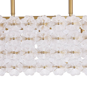 Farmhouze Light - French Luxe Glass Flower Wide Cage Kitchen Island Pendant - Chandelier - Black - 