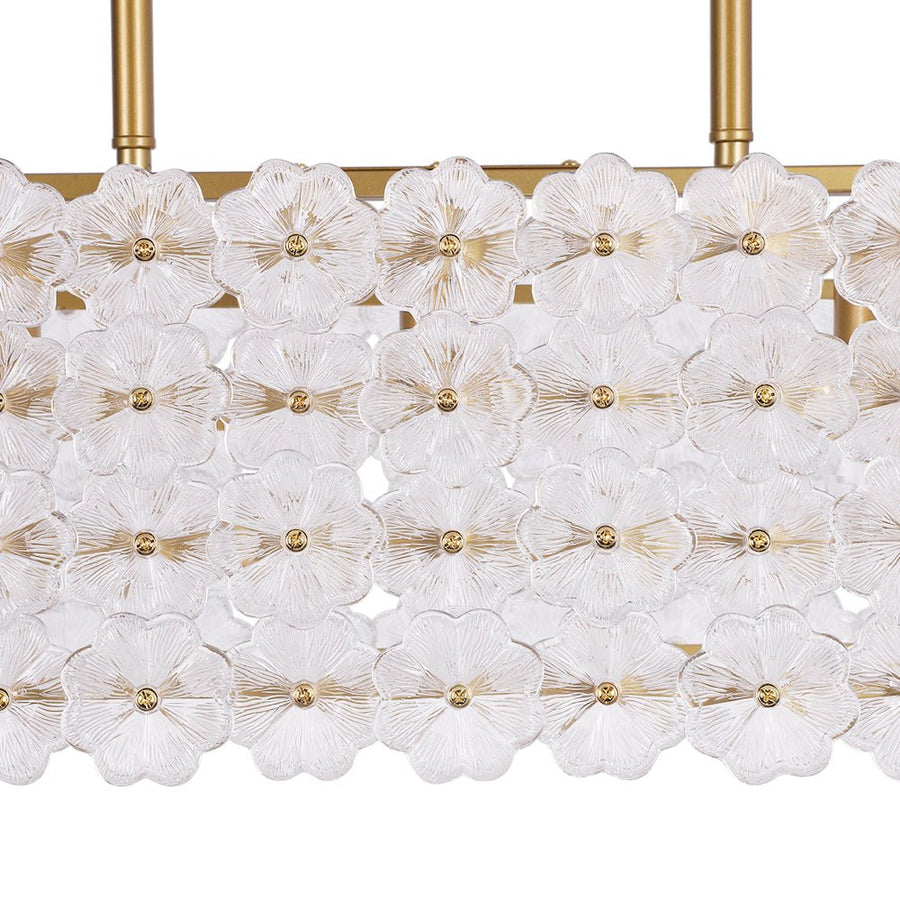 Farmhouze Light - French Luxe Glass Flower Wide Cage Kitchen Island Pendant - Chandelier - Black - 