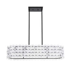 Farmhouze Light - French Luxe Glass Flower Wide Cage Kitchen Island Pendant - Chandelier - Black - 