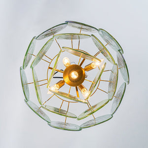 Farmhouze Light - French Luxury Green Swirl Glass Round Tiered Chandelier - Chandelier - 23 in - 