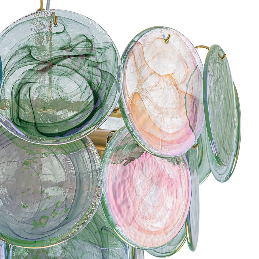 Farmhouze Light - French Luxury Green Swirl Glass Round Tiered Chandelier - Chandelier - 23 in - 