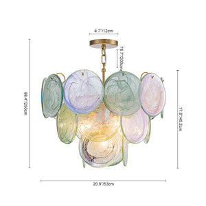 Farmhouze Light - French Luxury Green Swirl Glass Round Tiered Chandelier - Chandelier - 23 in - 