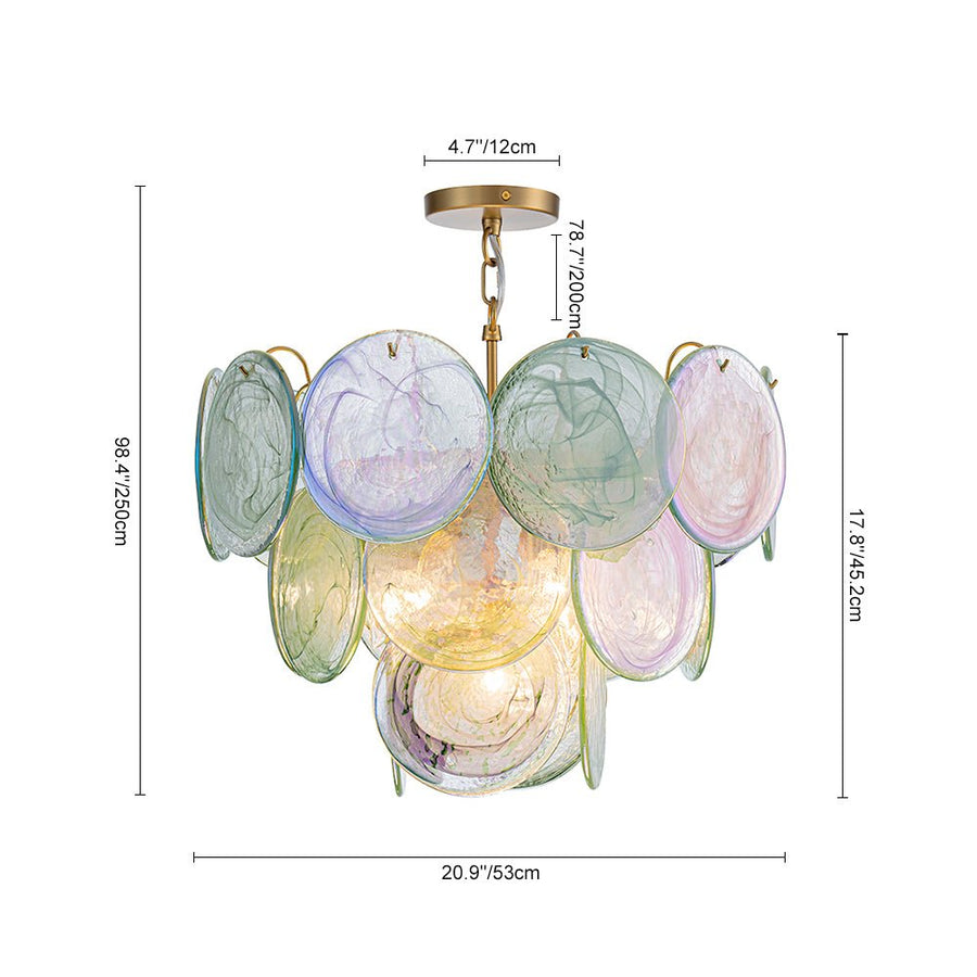 Farmhouze Light - French Luxury Green Swirl Glass Round Tiered Chandelier - Chandelier - 23 in - 
