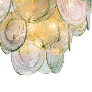 Farmhouze Light - French Luxury Green Swirl Glass Round Tiered Chandelier - Chandelier - 23 in - 