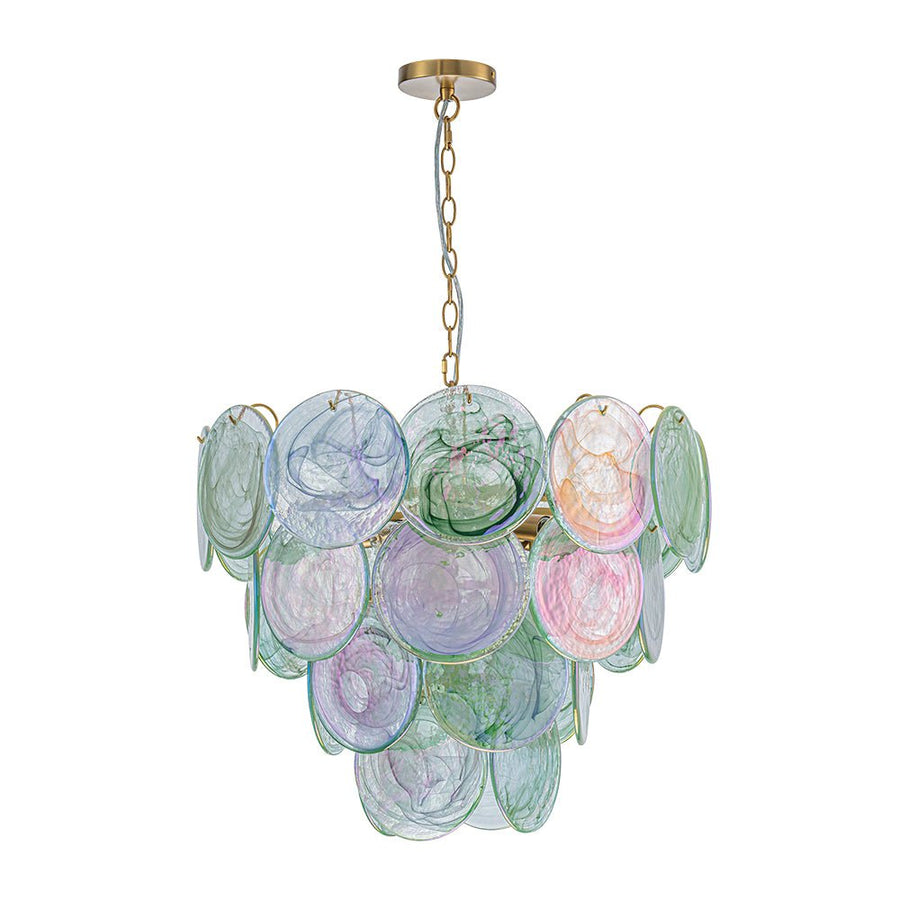 Farmhouze Light - French Luxury Green Swirl Glass Round Tiered Chandelier - Chandelier - 23 in - 