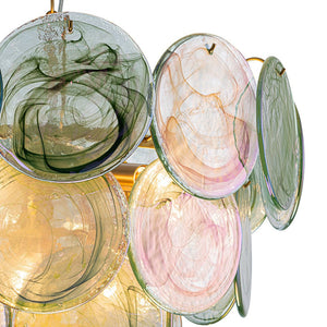 Farmhouze Light - French Luxury Green Swirl Glass Round Tiered Chandelier - Chandelier - 23 in - 