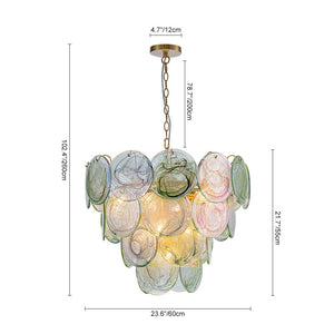 Farmhouze Light - French Luxury Green Swirl Glass Round Tiered Chandelier - Chandelier - 23 in - 