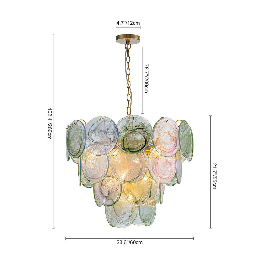 Farmhouze Light - French Luxury Green Swirl Glass Round Tiered Chandelier - Chandelier - 23 in - 