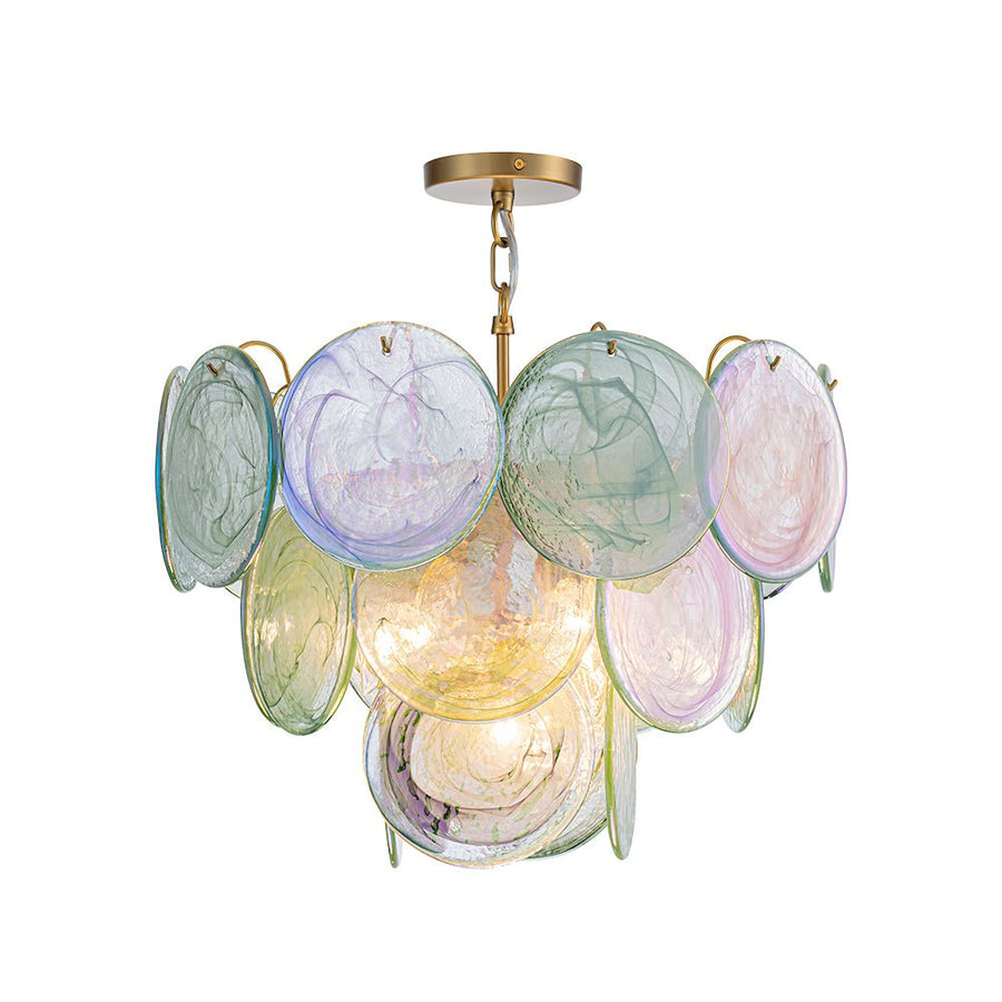 Farmhouze Light - French Luxury Green Swirl Glass Round Tiered Chandelier - Chandelier - 23 in - 